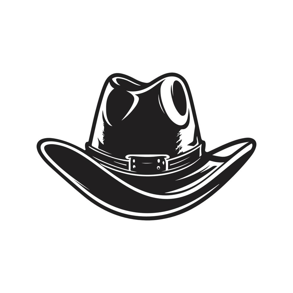 vaqueiro chapéu, logotipo conceito Preto e branco cor, mão desenhado ilustração vetor