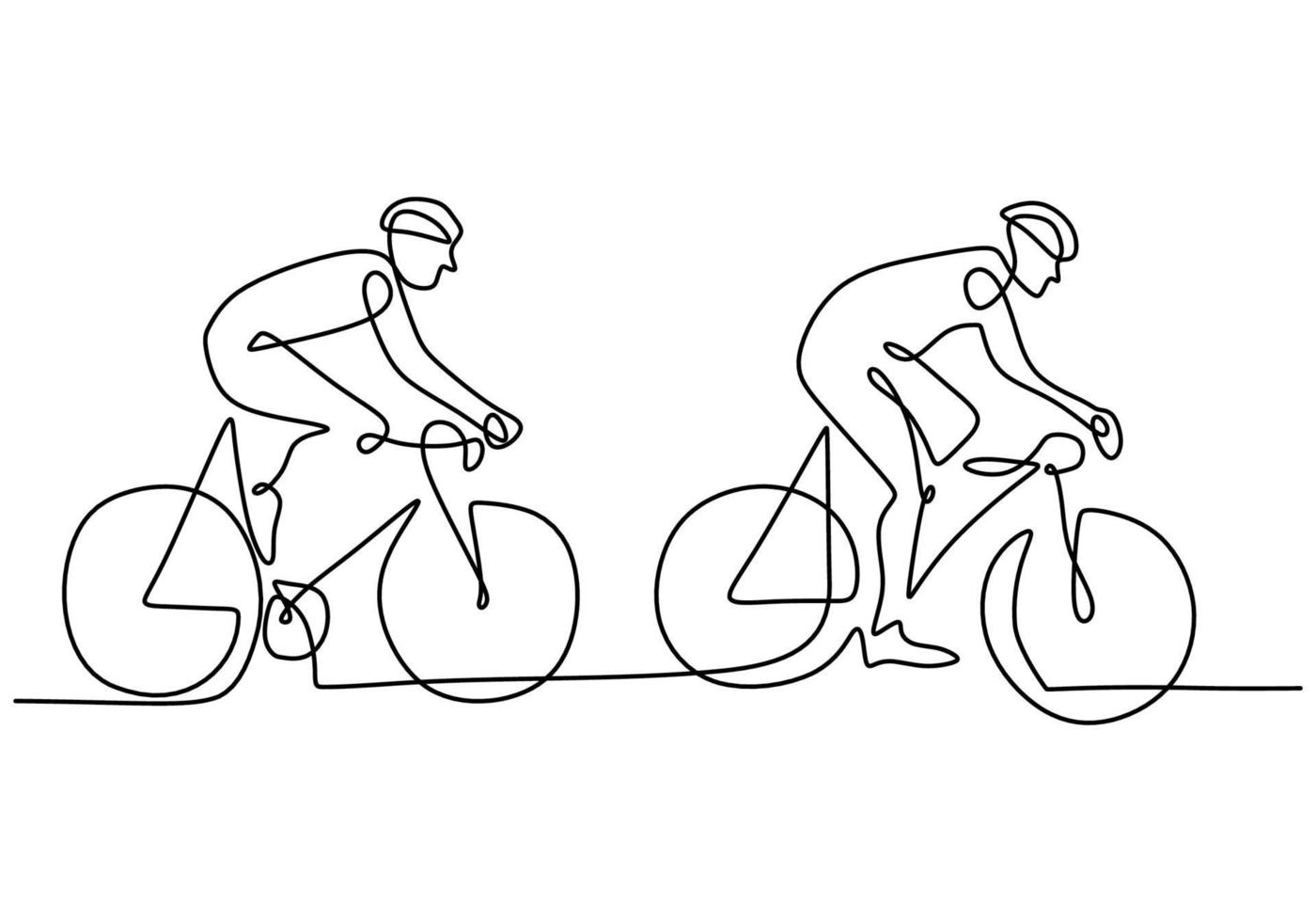um desenho de linha contínua da corrida de piloto de bicicleta jovem enérgico na pista de ciclismo. conceito de ciclista de corrida. desenho de desenho de mão para o estilo minimalista de banner de torneio de ciclismo. ilustração vetorial vetor