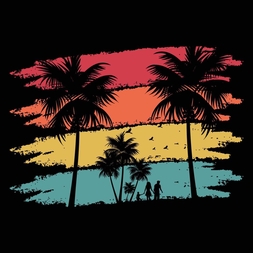 verão t camisa Projeto vetor, vintage pôr do sol coleção vetor