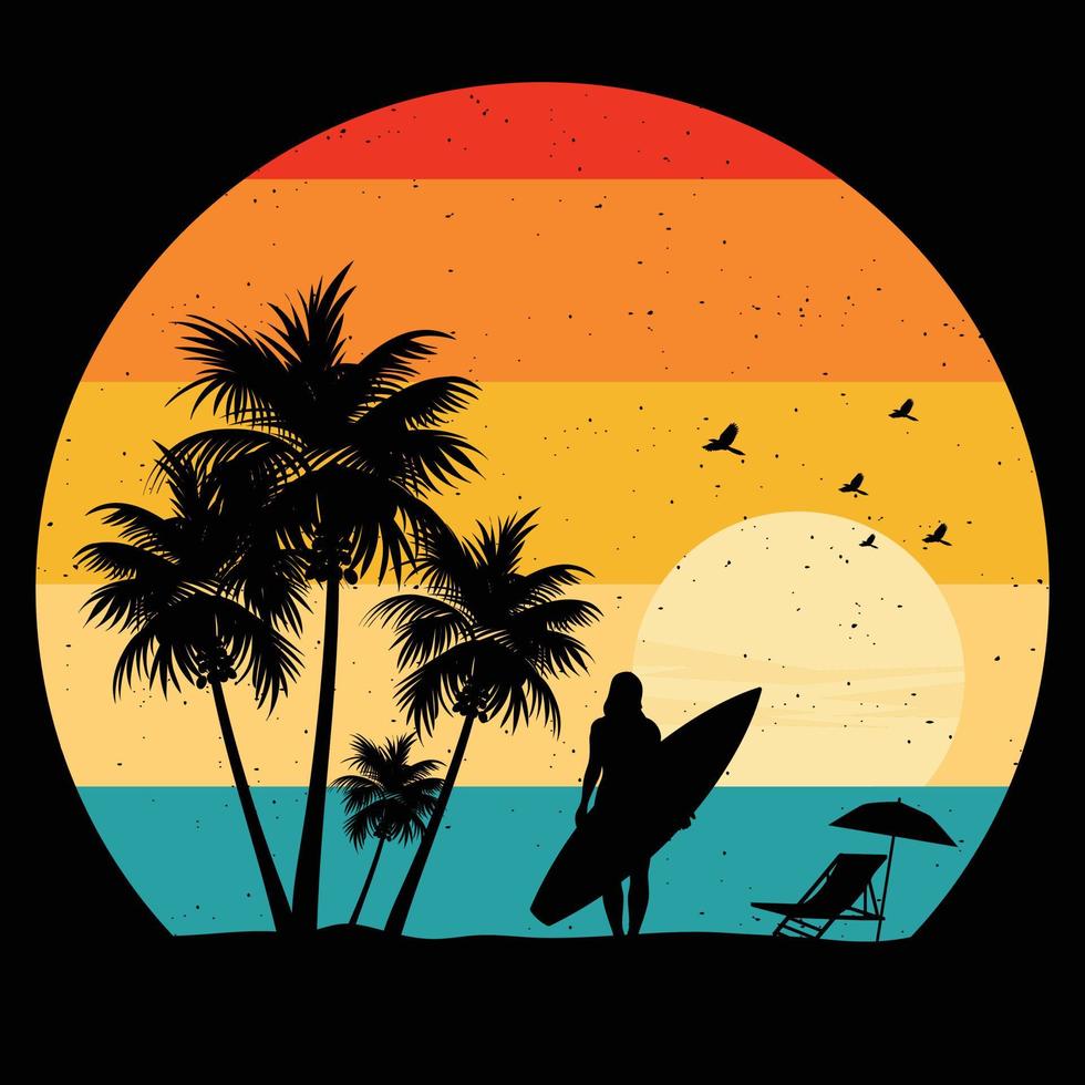 verão vintage ilustração t camisa Projeto vetor