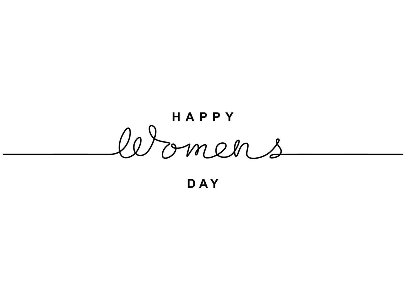 feliz dia das mulheres letras em desenho de linha contínua. dia internacional da mulher em 8 de março. conceito dia da mulher isolado no fundo branco. vetor feito à mão caligráfico para cartão de felicitações