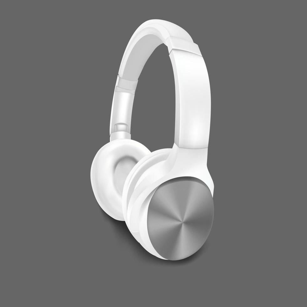 realista detalhado 3d branco fones de ouvido. vetor