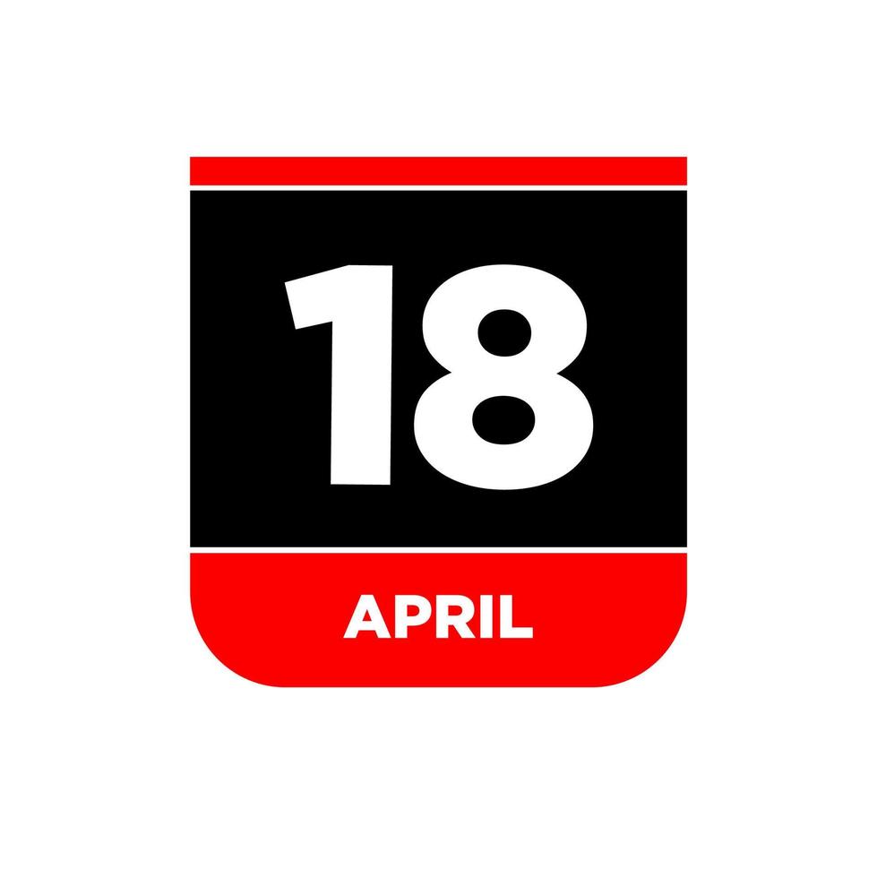 18º abril calendário página ícone. 18 abril dia. vetor