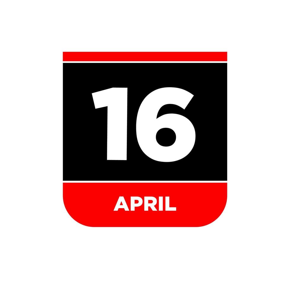 Dia 16 abril calendário página ícone. 16 abril dia. vetor
