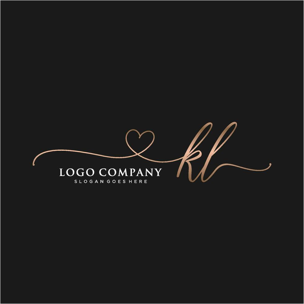 inicial kl feminino logotipo coleções modelo. caligrafia logotipo do inicial assinatura, casamento, moda, joalheria, butique, floral e botânico com criativo modelo para qualquer companhia ou negócios. vetor