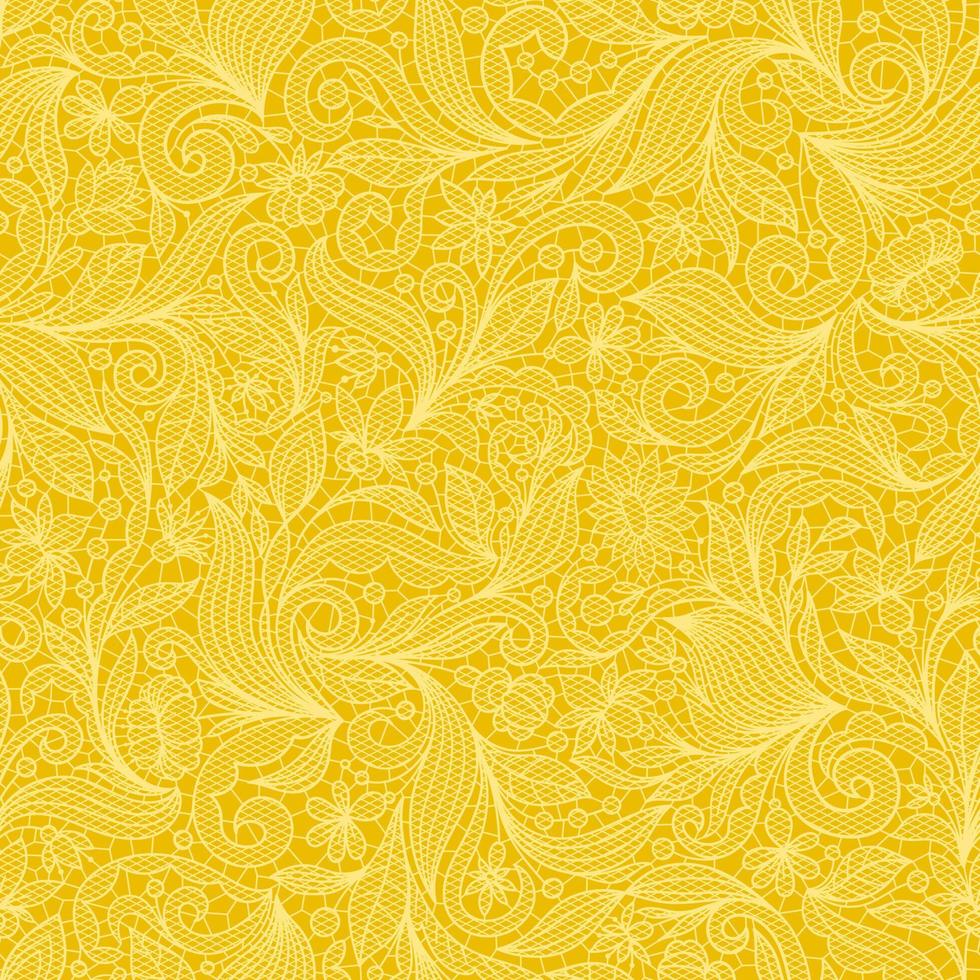 amarelo vetor desatado fundo com floral renda