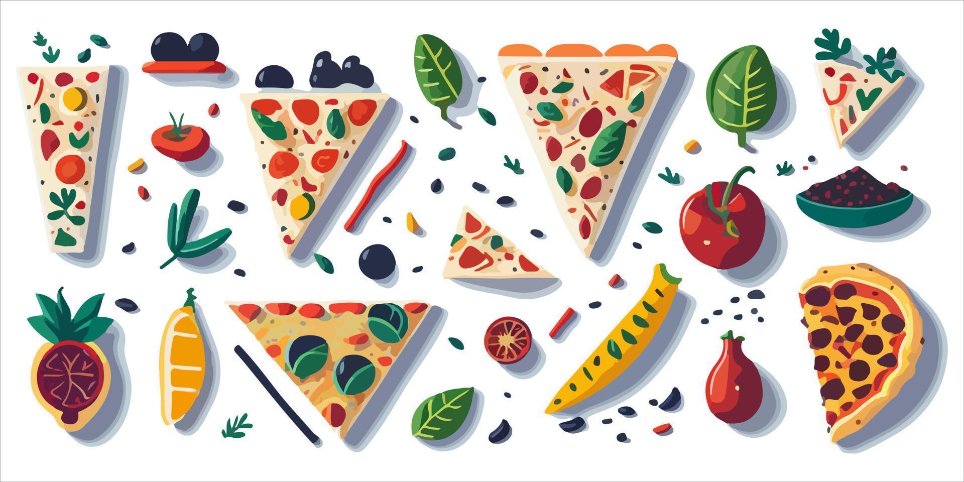 colorida plano vetor ilustração do uma camarão pizza fatia