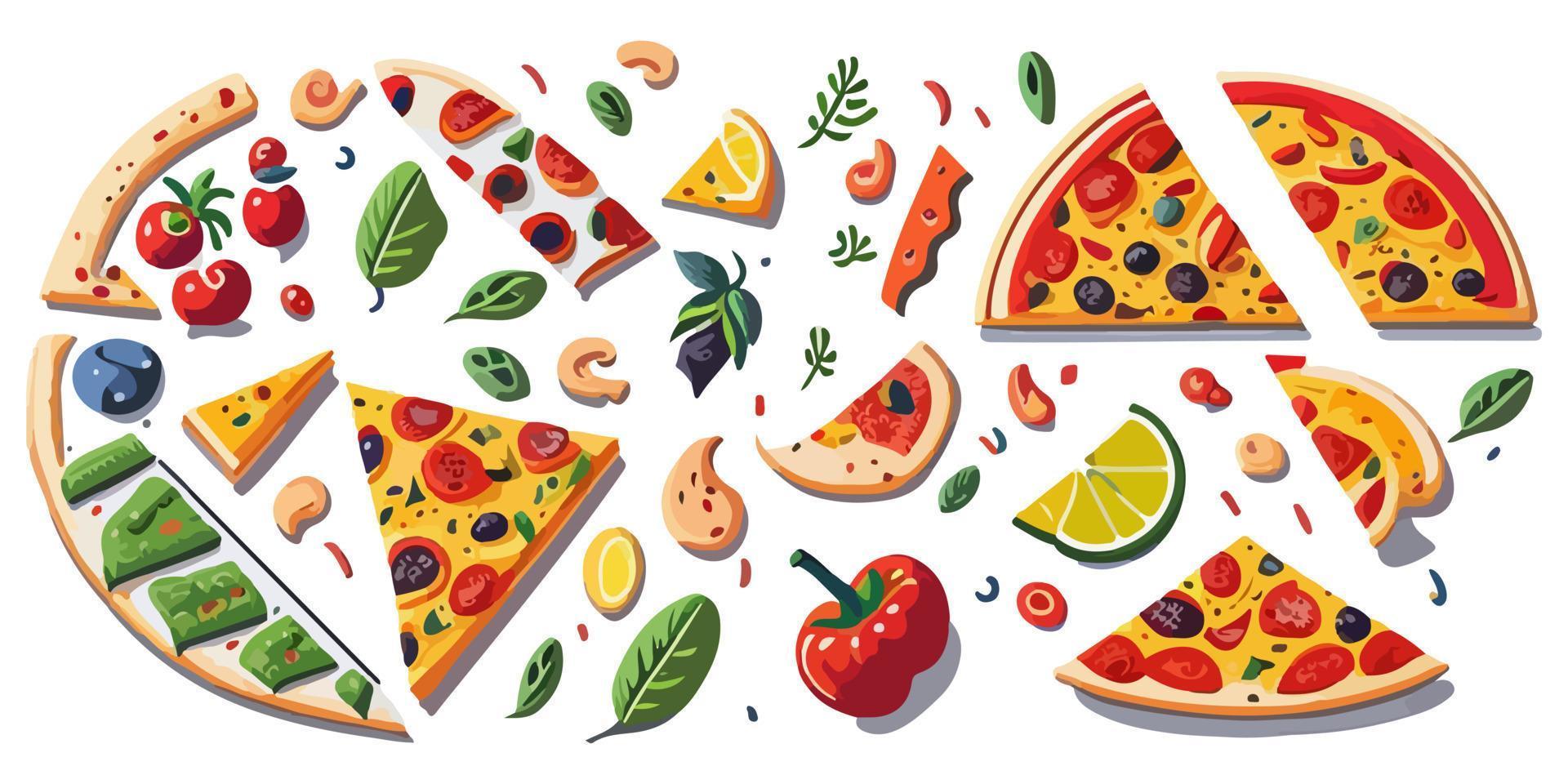 velozes Comida Nunca visto tão Boa com esses plano vetor pizza ilustrações