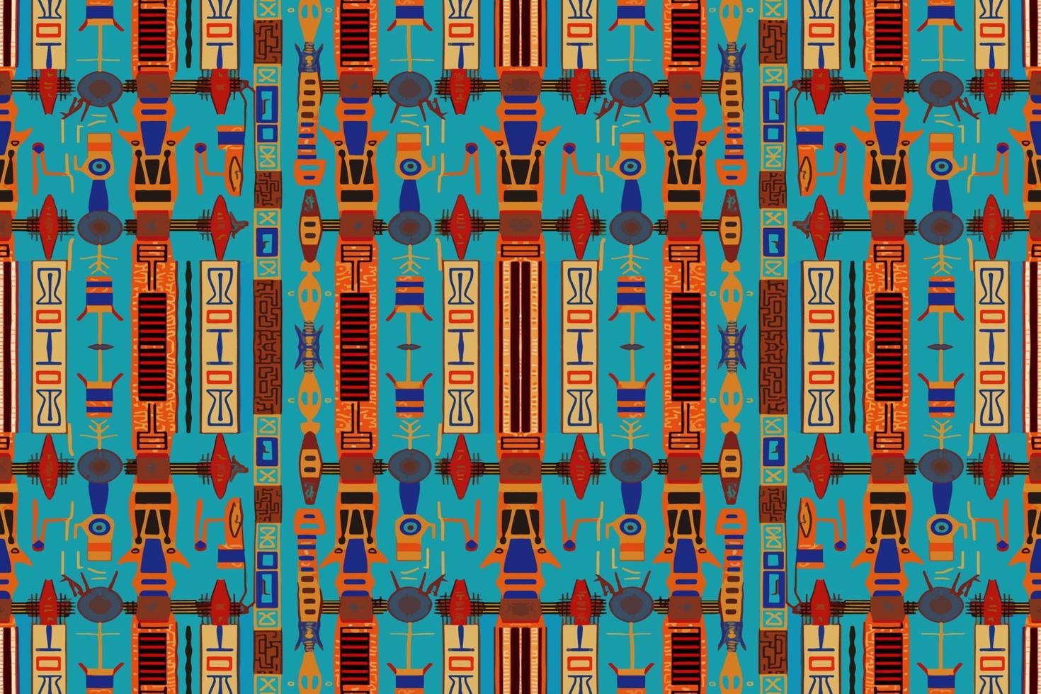 étnico ikat egípcio hieróglifos padronizar. abstrato tradicional folk Antiguidade tribal gráfico linha. textura têxtil tecido étnico egípcio padrões vetor. ornamentado elegante luxo vintage retro estilo. vetor