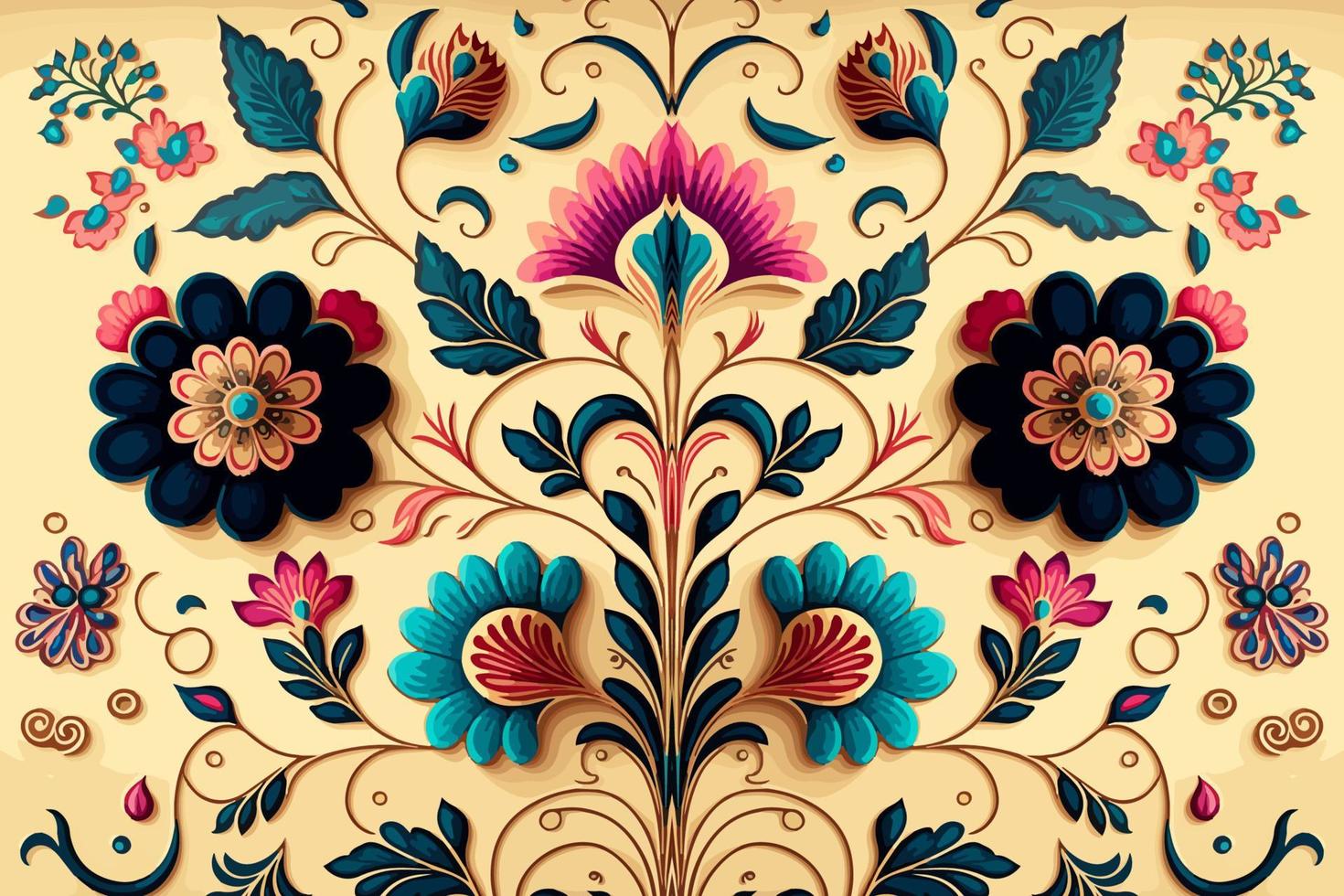 étnico floral desatado padronizar dourado fundo. abstrato tradicional folk Antiguidade tribal gráfico linha. textura têxtil tecido indiano padrões. ornamentado elegante luxo vintage retro estilo. vetor