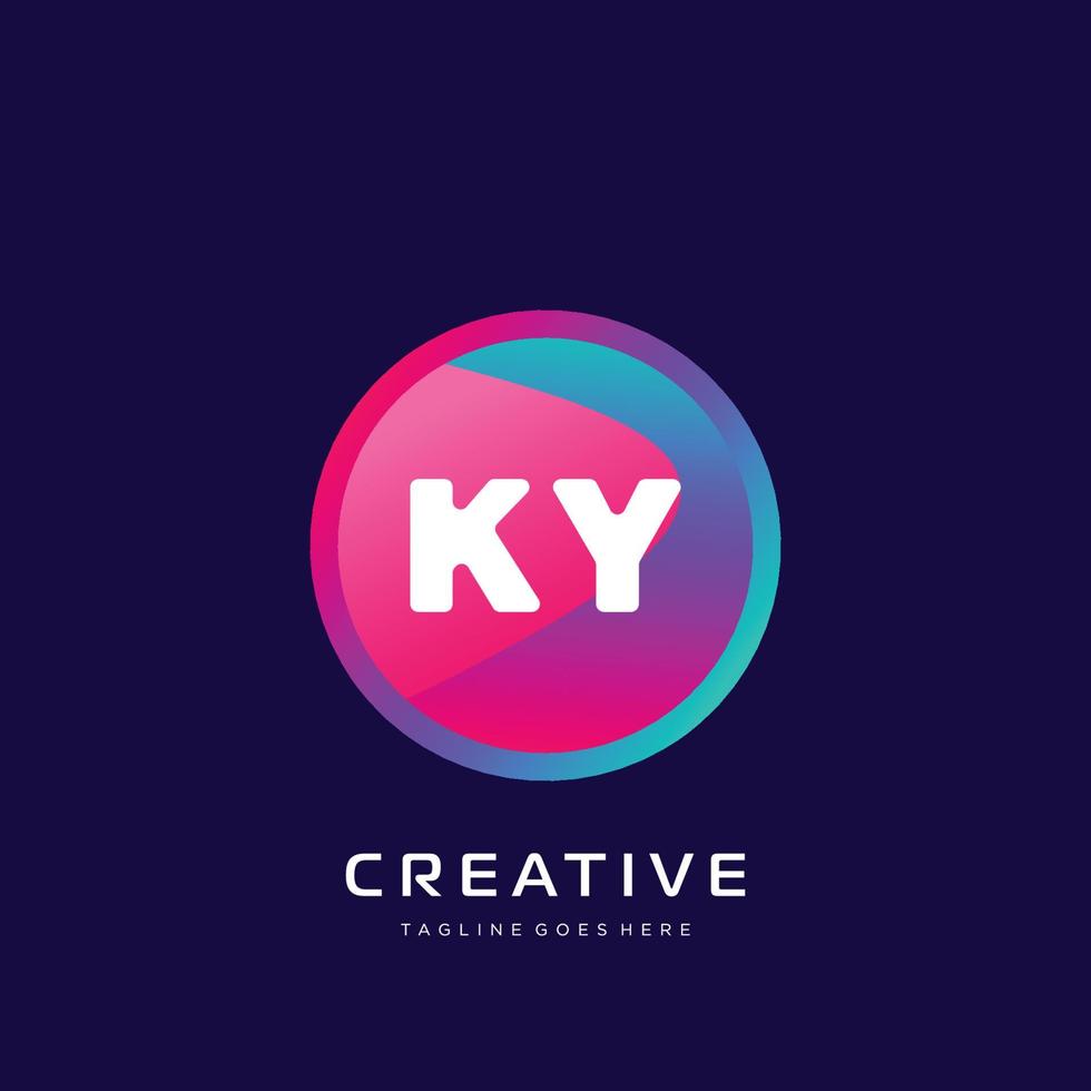 ky inicial logotipo com colorida modelo vetor. vetor