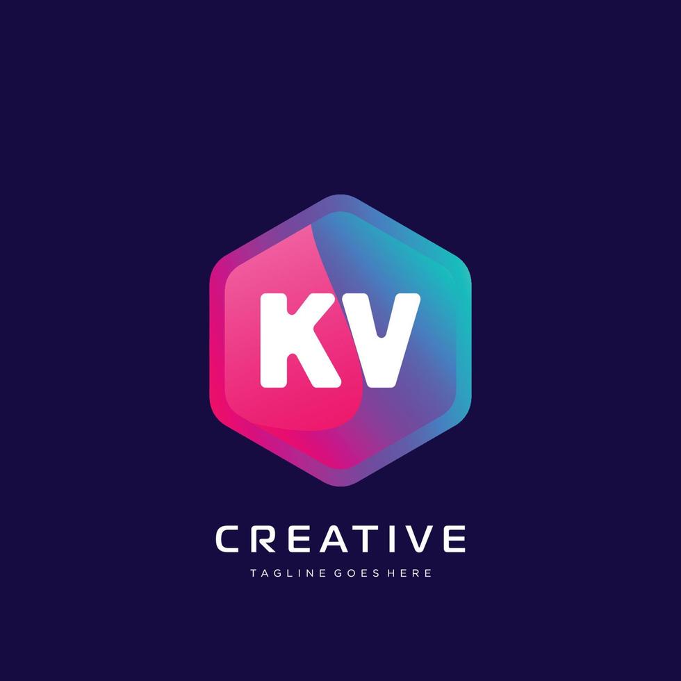 kv inicial logotipo com colorida modelo vetor. vetor