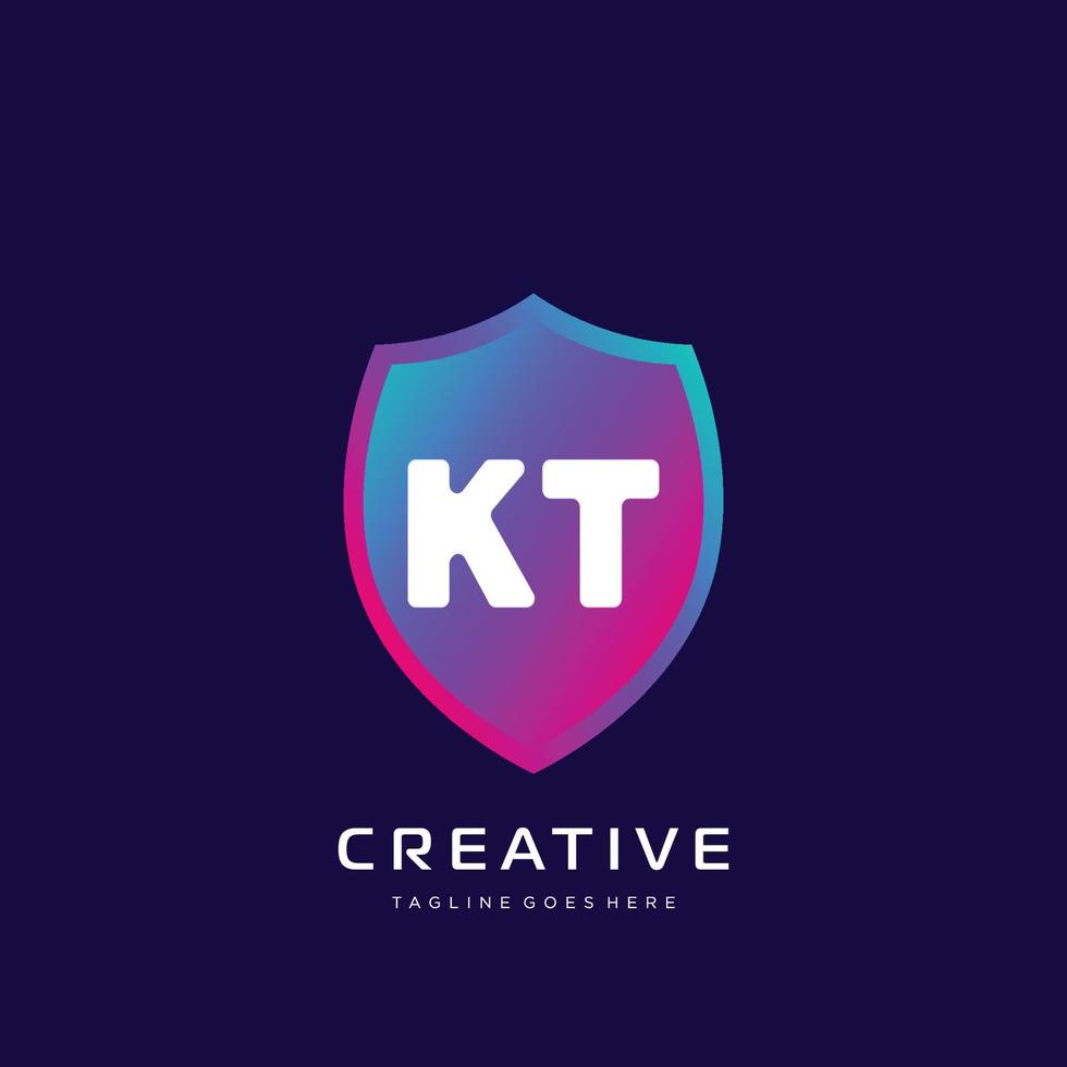 kt inicial logotipo com colorida modelo vetor. vetor
