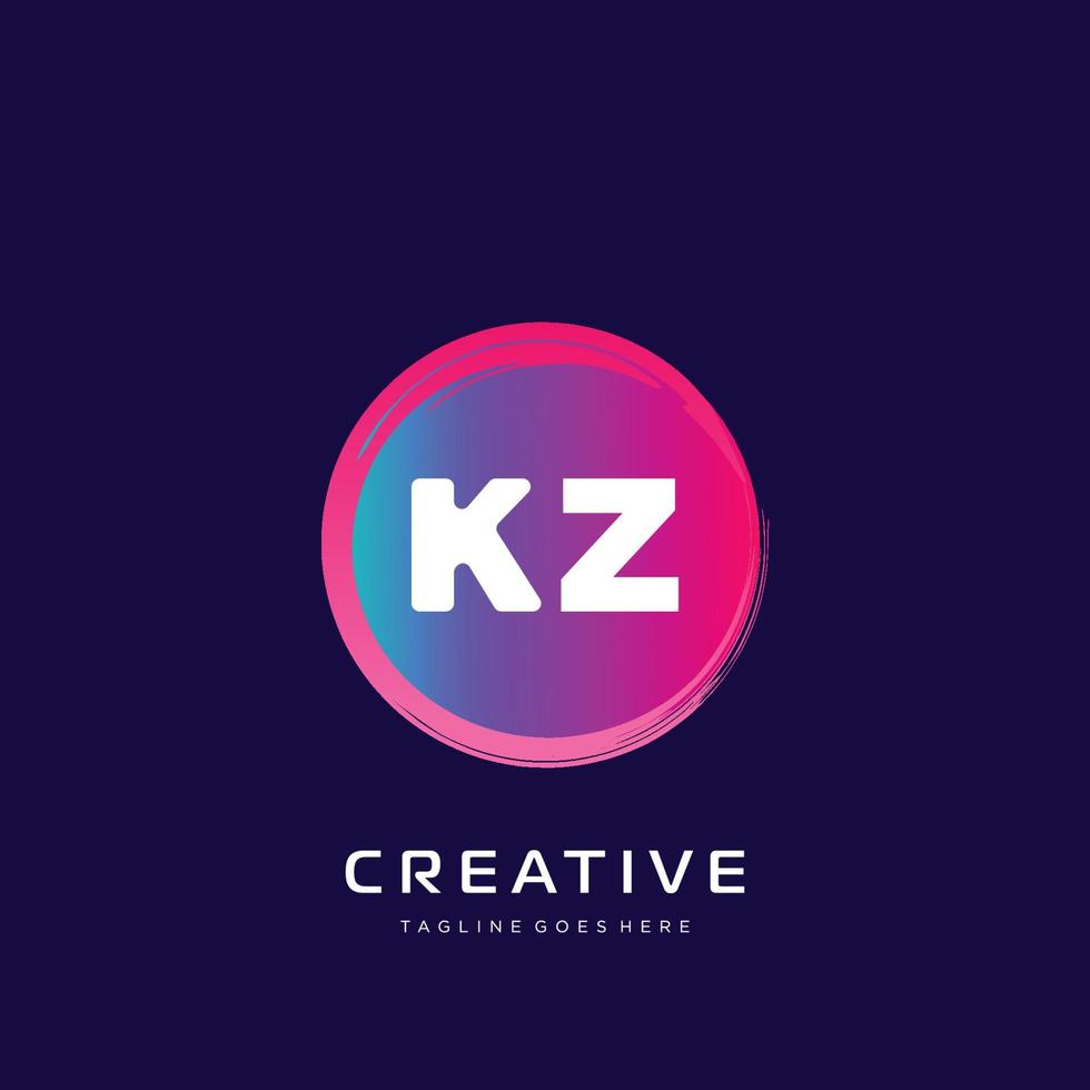 kz inicial logotipo com colorida modelo vetor. vetor