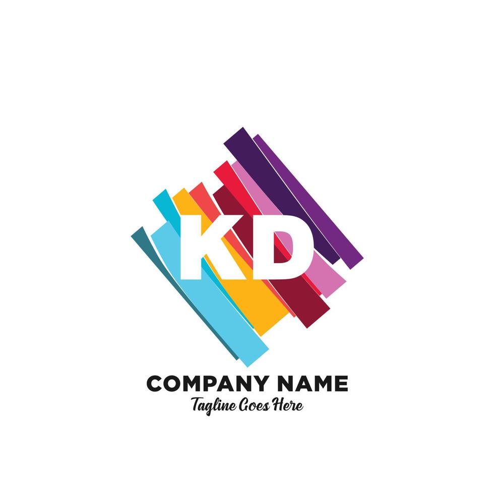 kd inicial logotipo com colorida modelo vetor
