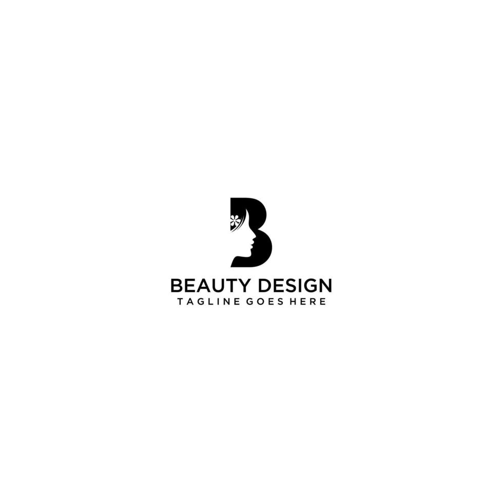 beleza salão logo.letter b e lindo mulher logotipo Projeto vetor