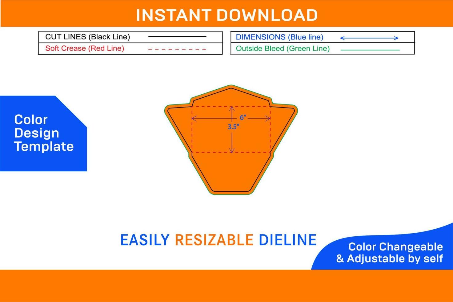 regular envelope 3,5x6 polegada dieline modelo cor Projeto modelo vetor