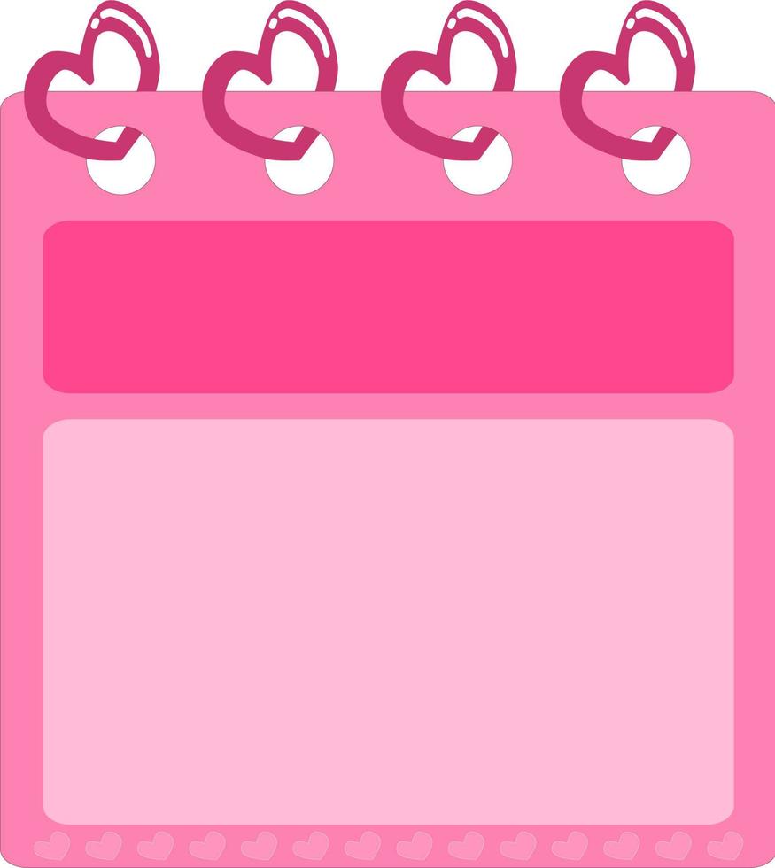 Rosa cor calendário com coração forma argolas. vetor ilustração. Casamento , dia dos namorados calendário convite.