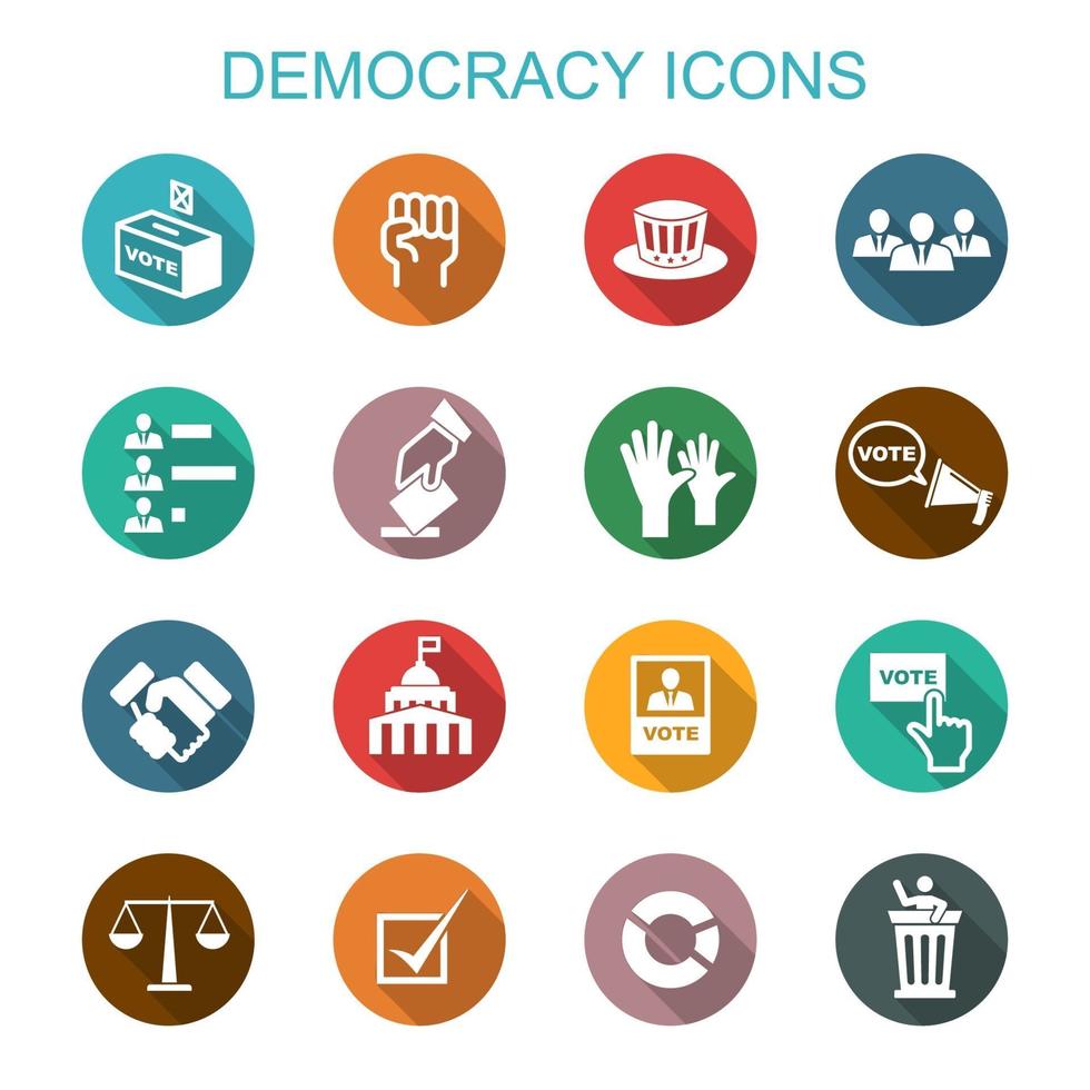 ícones de sombra longa democracia vetor