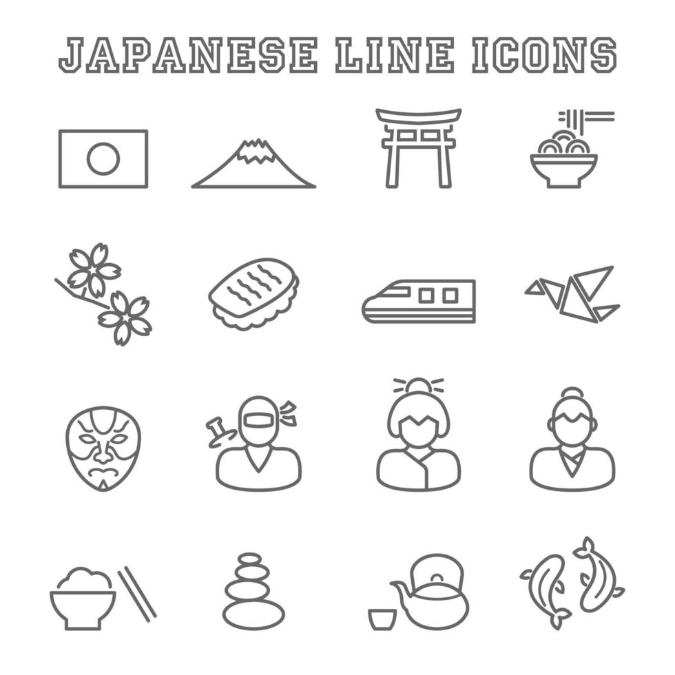 ícones de linha japonesa vetor