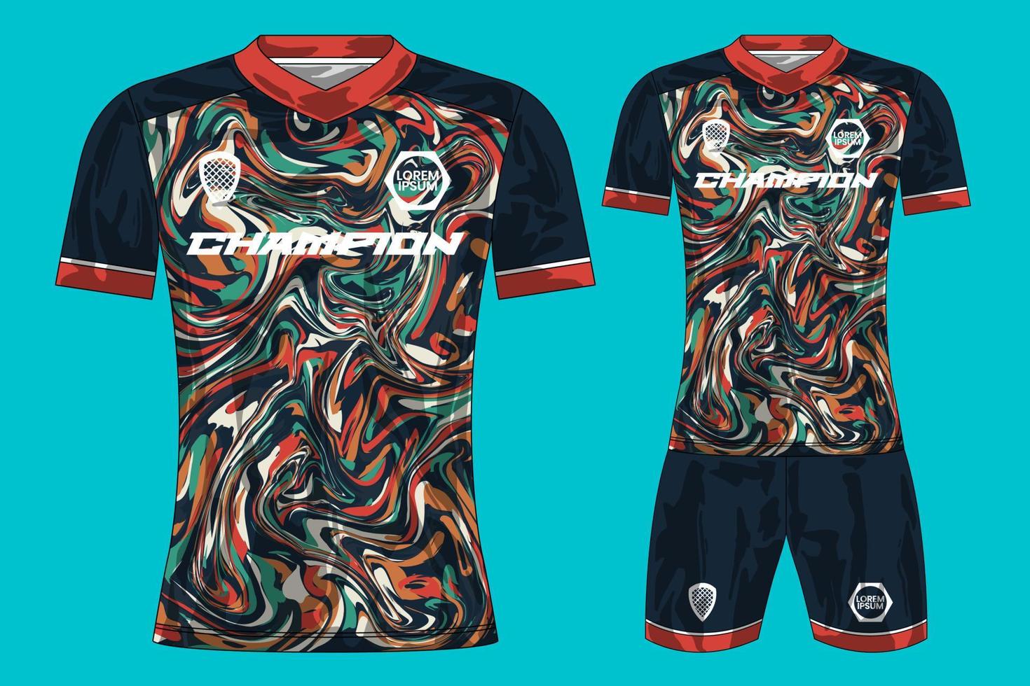 maquete de design de camiseta esportiva de camisa de futebol para clube de futebol vetor