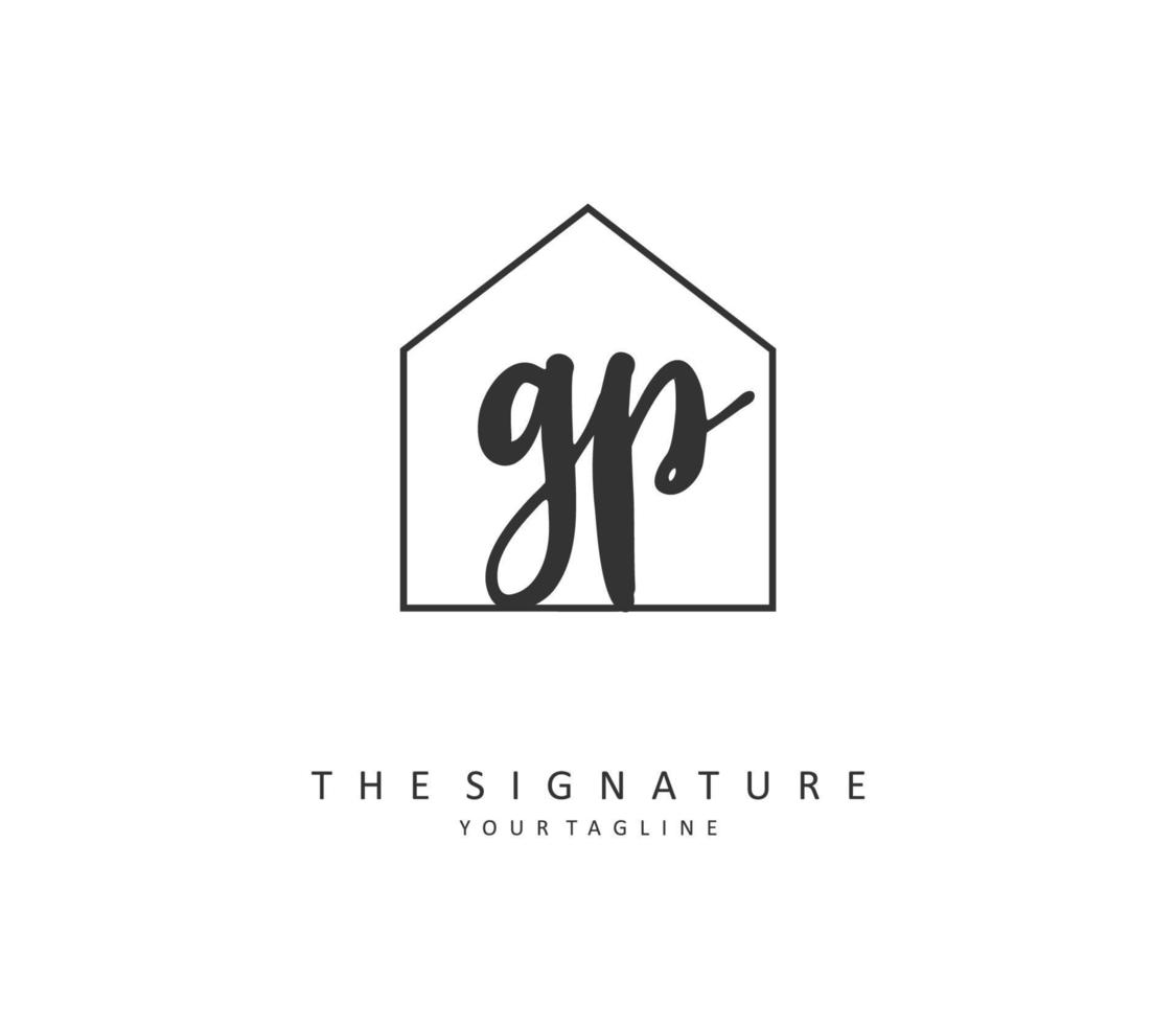 gp inicial carta caligrafia e assinatura logotipo. uma conceito caligrafia inicial logotipo com modelo elemento. vetor