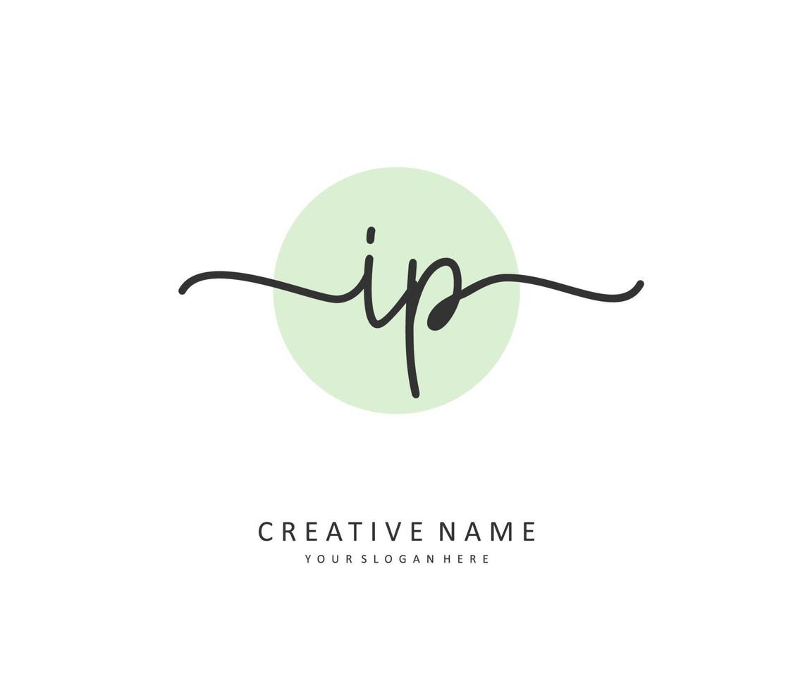 ip inicial carta caligrafia e assinatura logotipo. uma conceito caligrafia inicial logotipo com modelo elemento. vetor