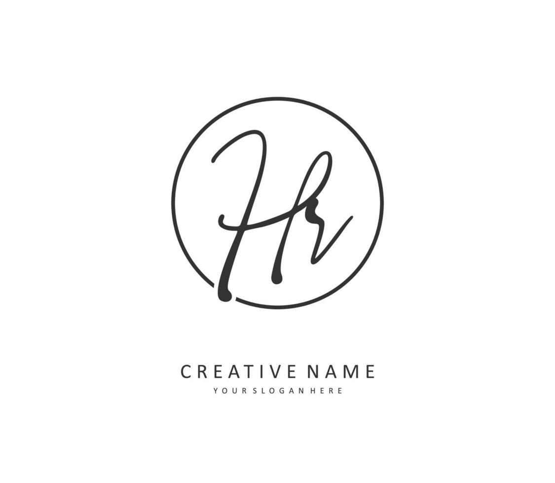 hr inicial carta caligrafia e assinatura logotipo. uma conceito caligrafia inicial logotipo com modelo elemento. vetor