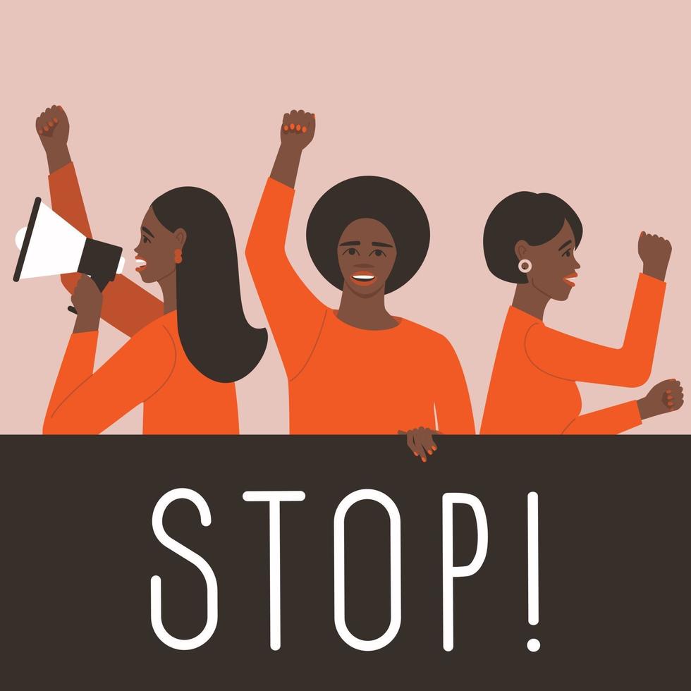 mulheres afro-americanas participam da greve vetor