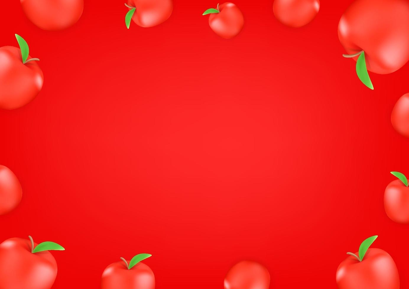 moldura de papel de parede de maçãs vermelhas vetor