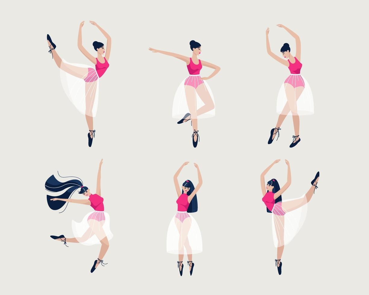 conjunto de dançarinas de meninas em belas poses de dança vetor