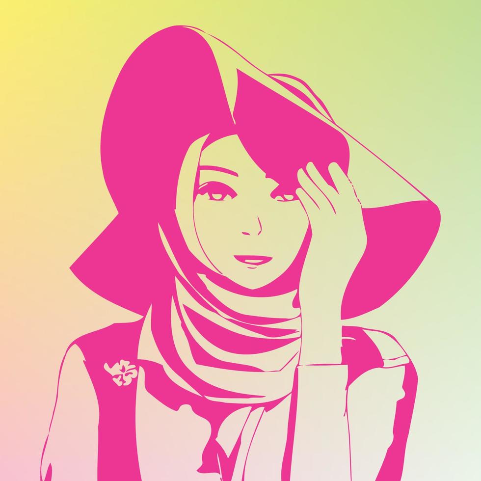 ilustração lindo hijab mulheres, pode estar usava para mundo hijab dia. vetor ilustração do uma menina dentro uma lenço de cabeça. uma muçulmano mulheres, a bandeira livre vetor