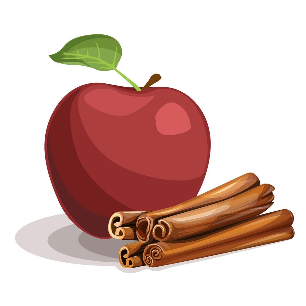 vetor imagem do a maçã com canela. desenho animado estilo. eps 10