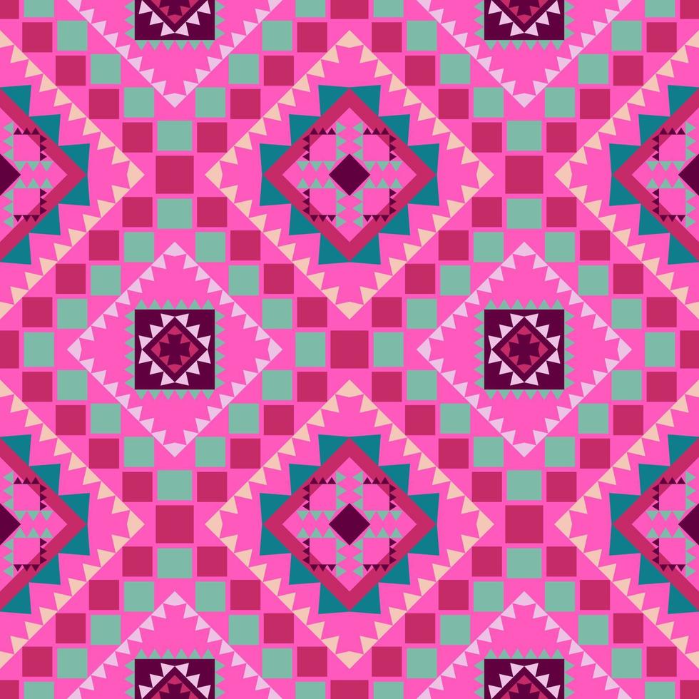 padrão étnico geométrico com design de ornamento abstrato diagonal de triângulo quadrado para impressão de têxteis de tecido de vestuário, artesanato, bordado, tapete, cortina, batik, embrulho de papel de parede, desenho vetorial vetor