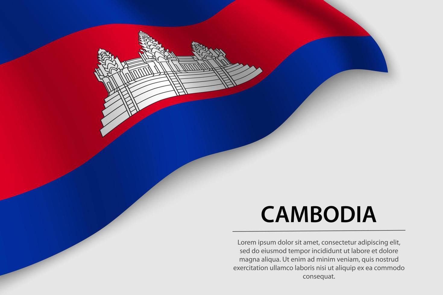 onda bandeira do Camboja em branco fundo. vetor