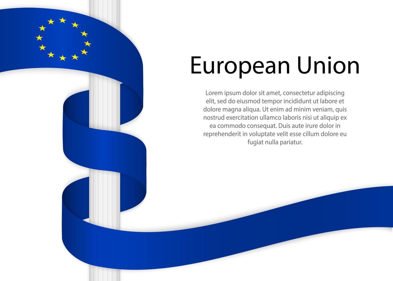 acenando fita em pólo com bandeira do europeu União. vetor