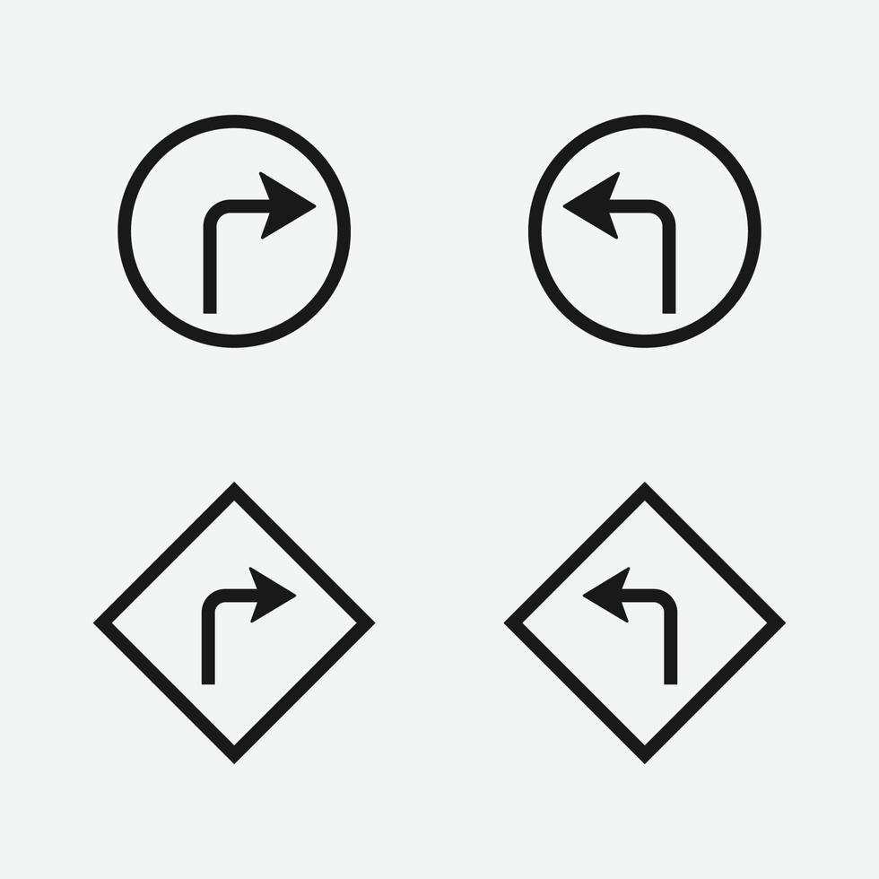 ícone isolado de vetor de sinal de direção de estrada