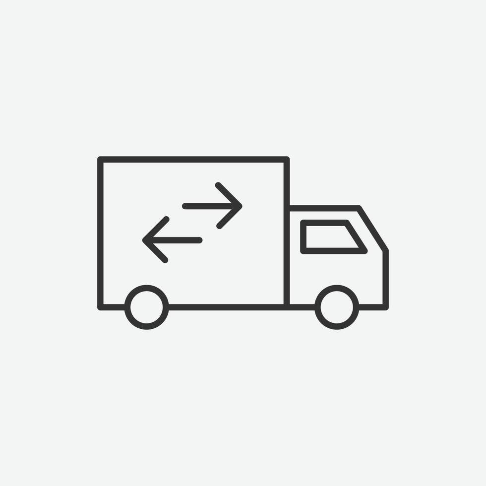 ilustração vetorial de caminhão, ícone de entrega em fundo cinza vetor