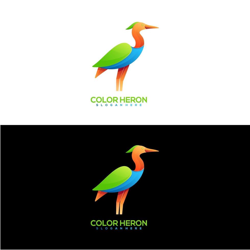 incrível logotipo heron gradiente colorido vetor