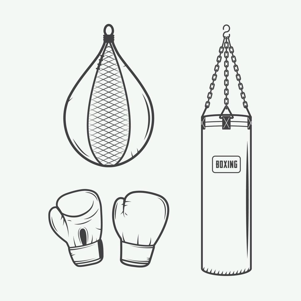 boxe e marcial artes logotipo Distintivos, etiquetas e Projeto elementos dentro vintage estilo. vetor