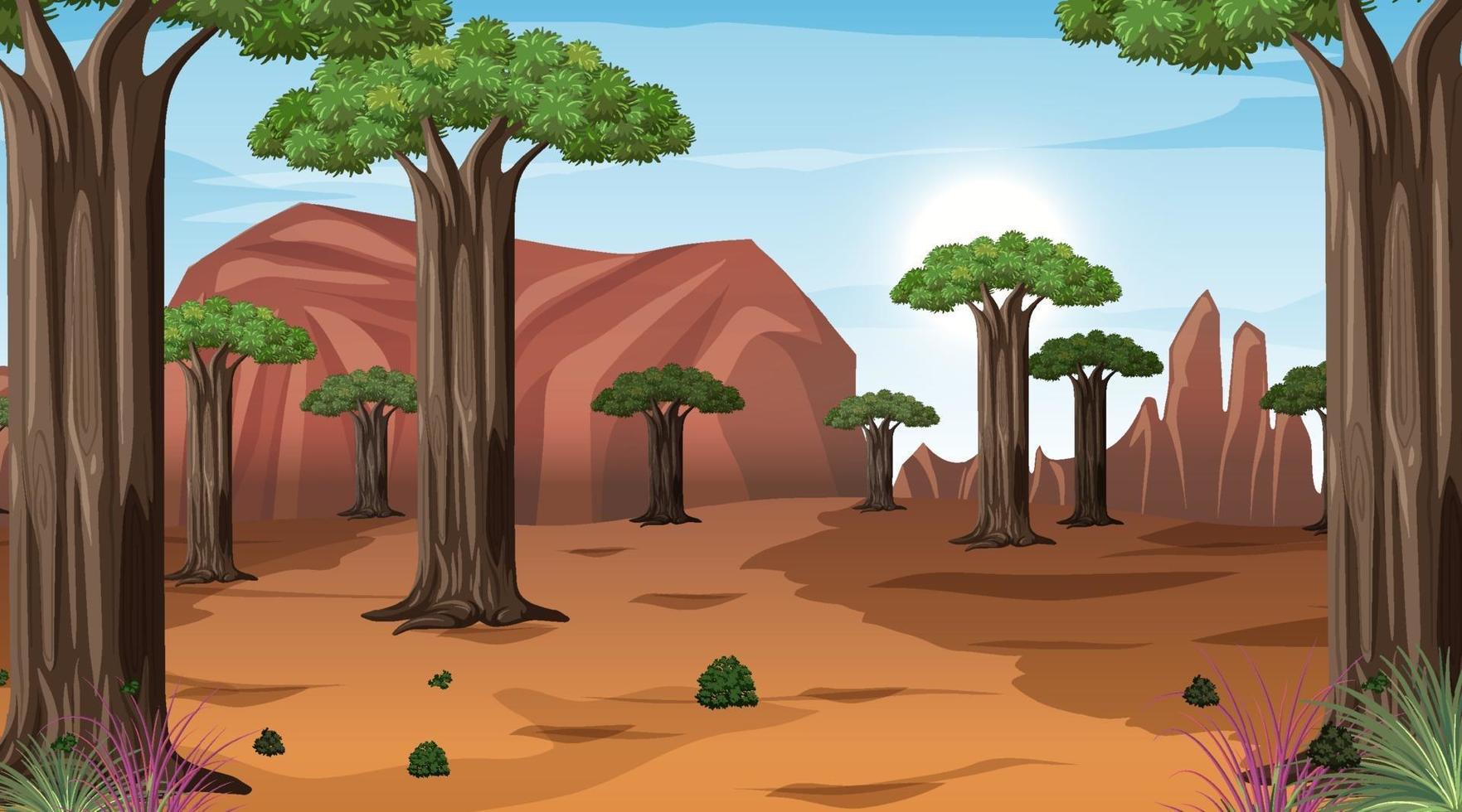 paisagem de floresta de savana africana durante o dia vetor