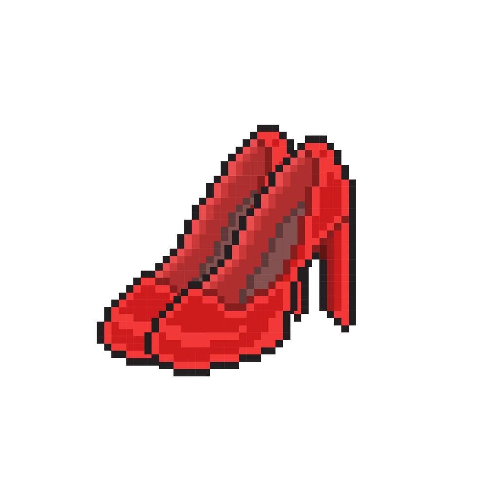 vermelho mulheres sapato dentro pixel arte estilo vetor
