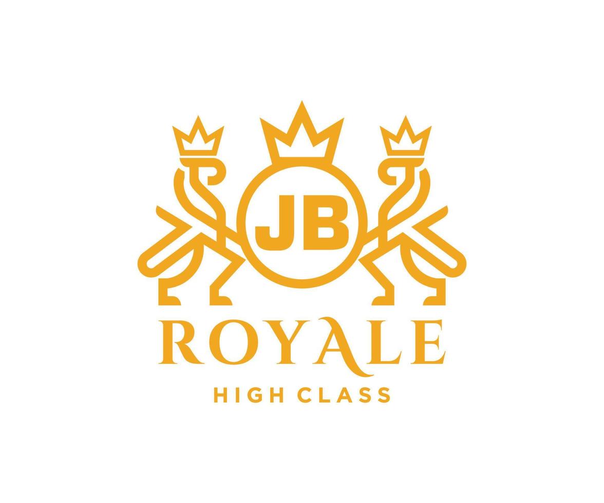 dourado carta jb modelo logotipo luxo ouro carta com coroa. monograma alfabeto . lindo real iniciais carta. vetor