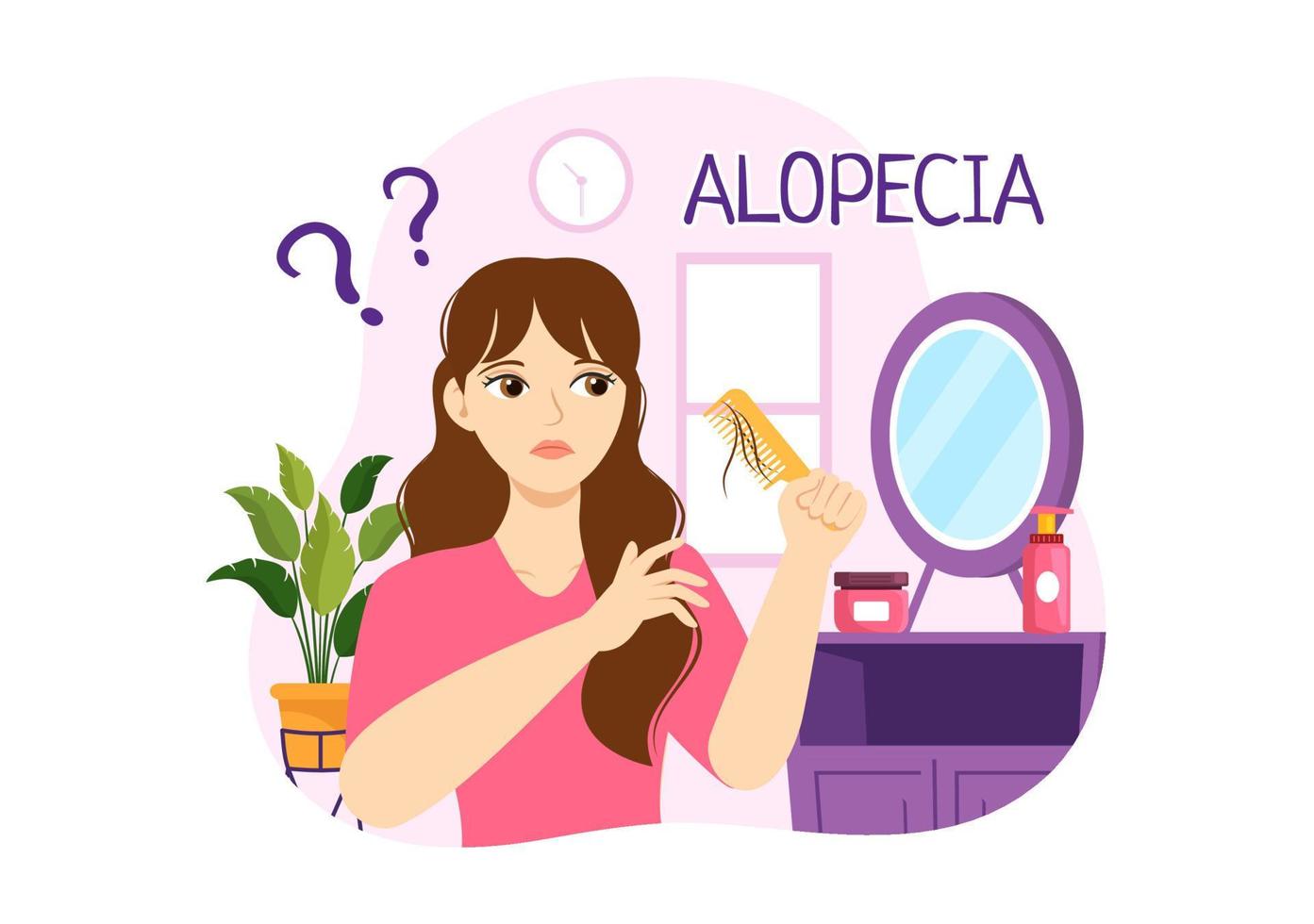 alopecia ilustração com cabelo perda autoimune médico doença e calvície dentro cuidados de saúde plano desenho animado mão desenhado bandeira ou aterrissagem página modelos vetor