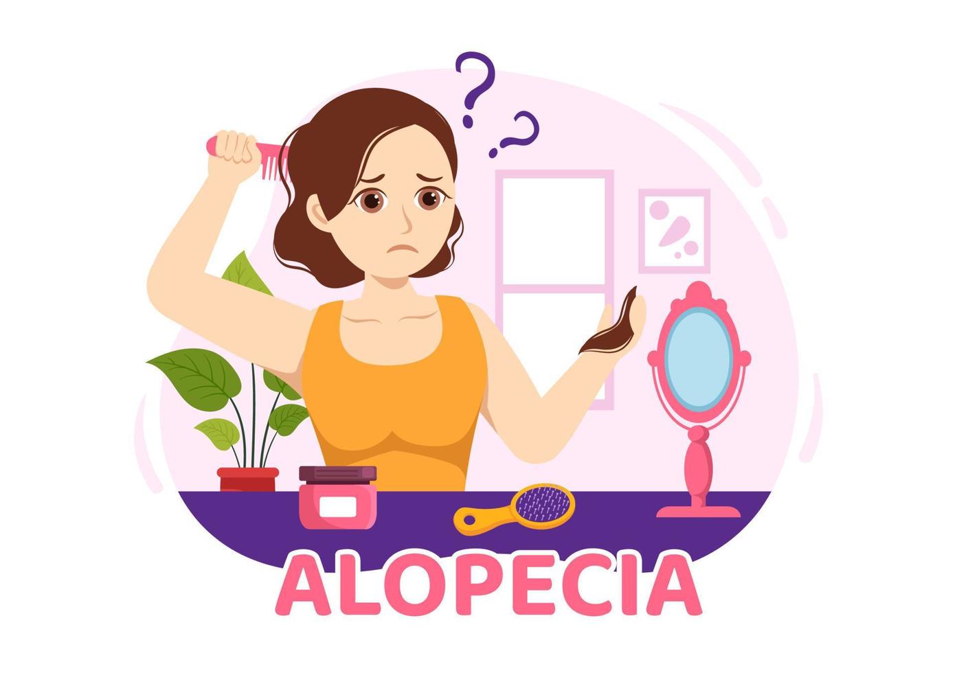 alopecia ilustração com cabelo perda autoimune médico doença e calvície dentro cuidados de saúde plano desenho animado mão desenhado bandeira ou aterrissagem página modelos vetor