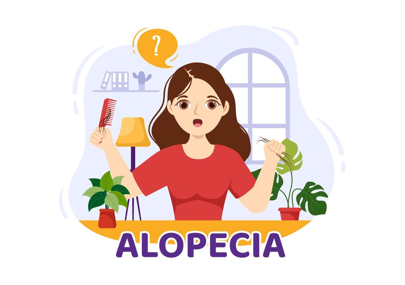 alopecia ilustração com cabelo perda autoimune médico doença e calvície dentro cuidados de saúde plano desenho animado mão desenhado bandeira ou aterrissagem página modelos vetor