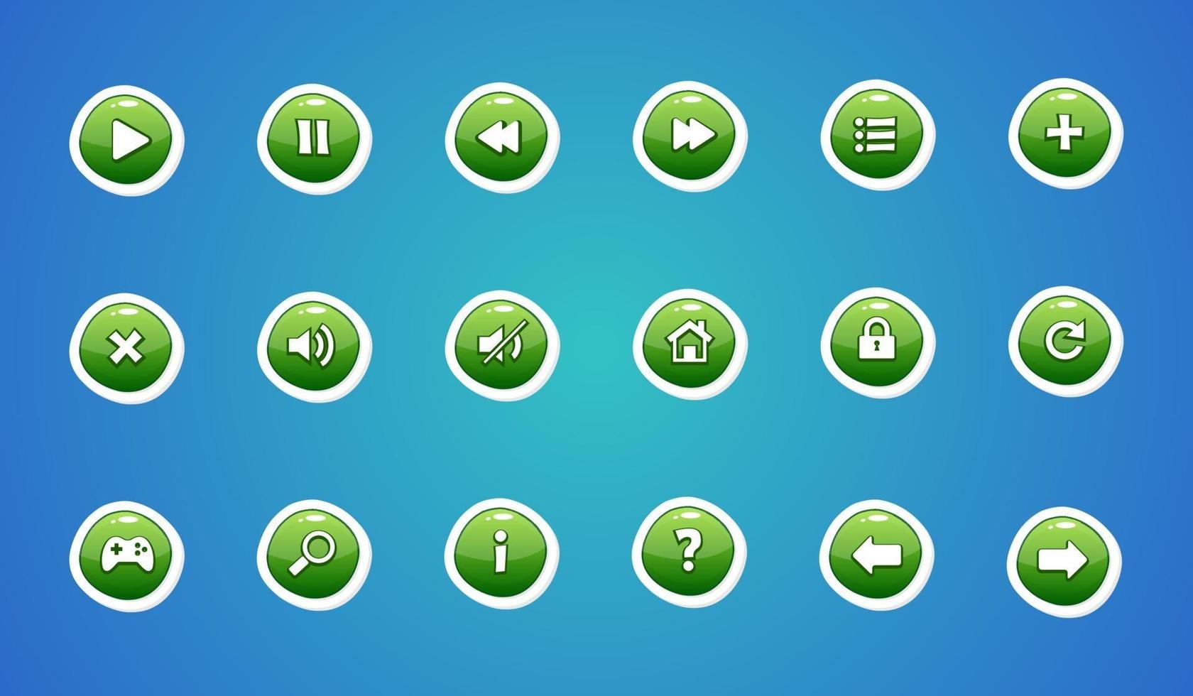 jogo de conjunto de botões de desenho animado, elemento gui para jogo móvel vetor