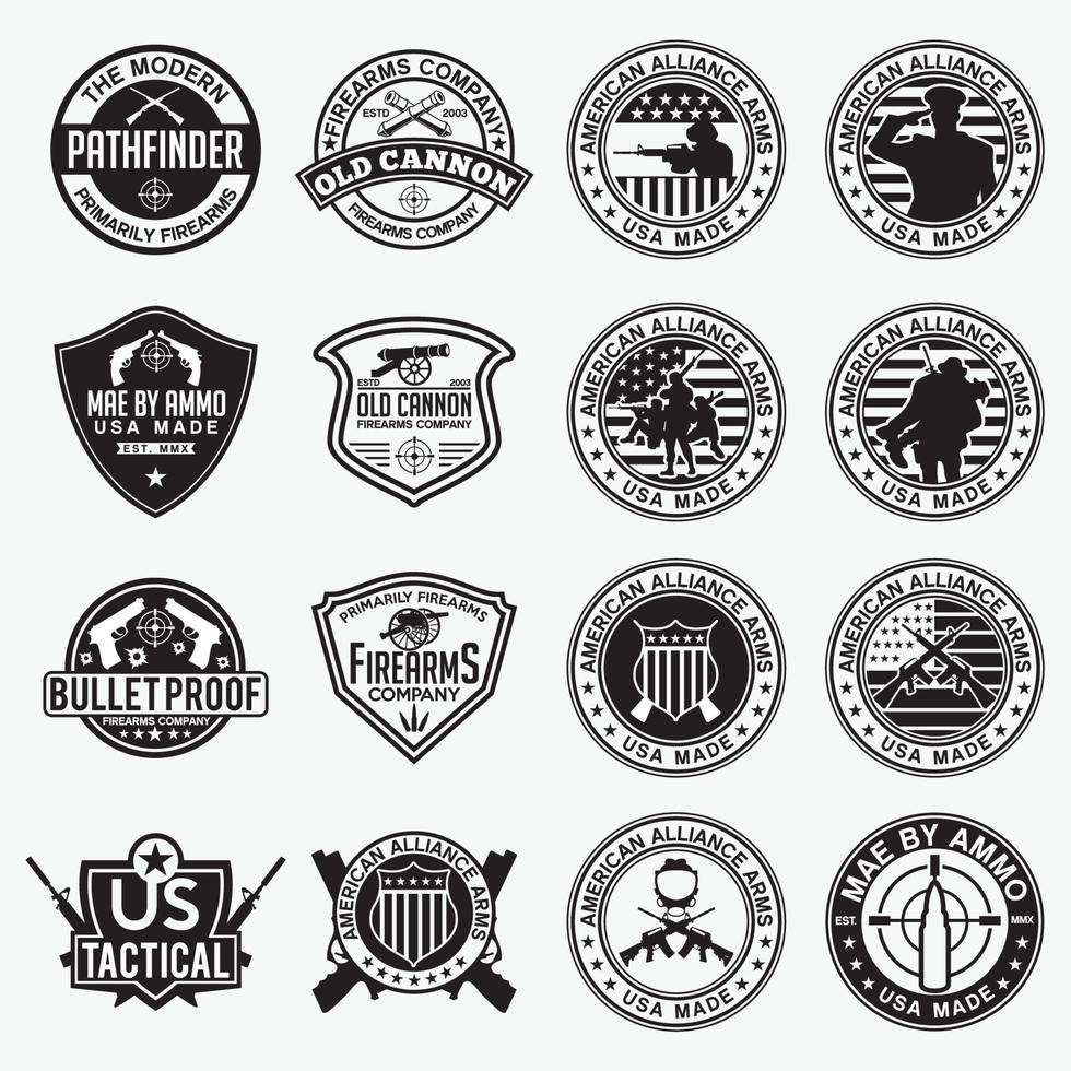 emblemas e logotipos de armas de fogo, modelos de design vetorial vetor