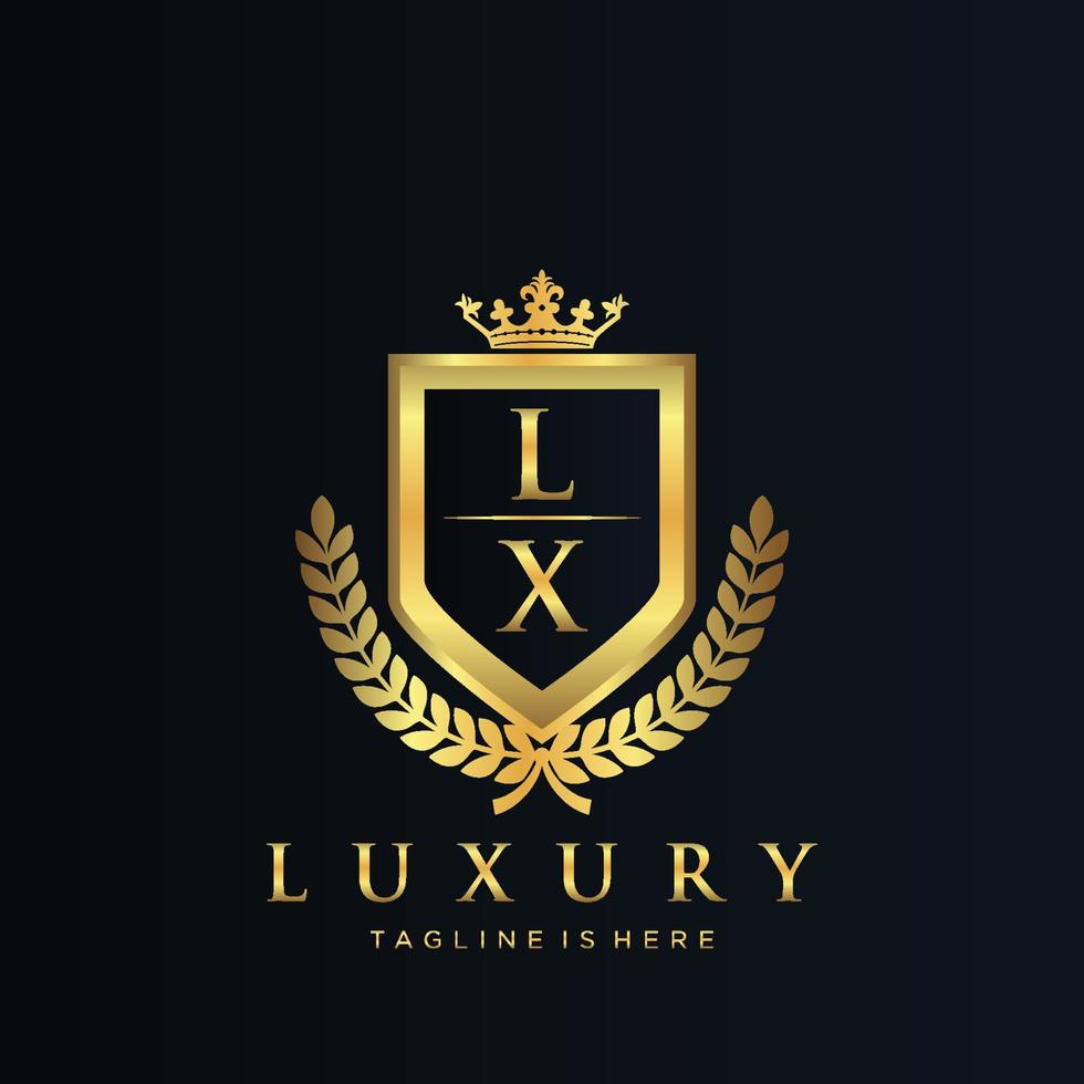 lx carta inicial com real luxo logotipo modelo vetor