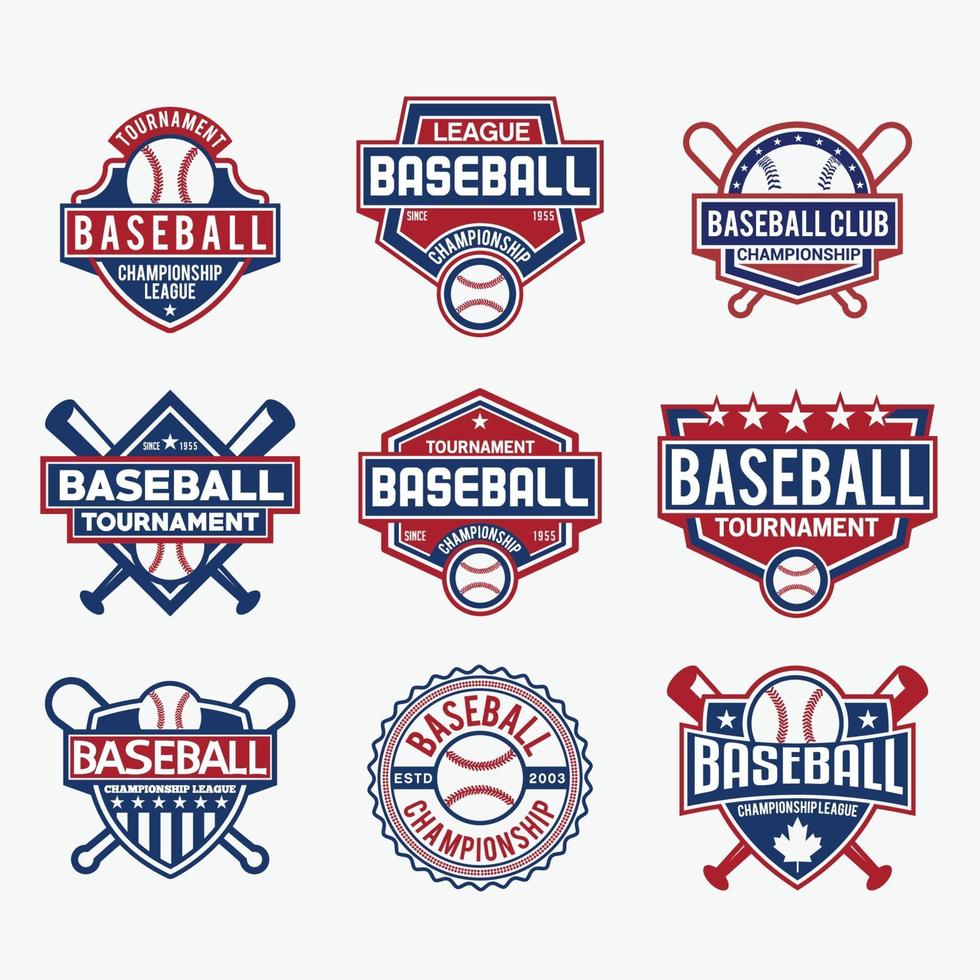 emblemas de beisebol e modelo de vetor de design de logotipo